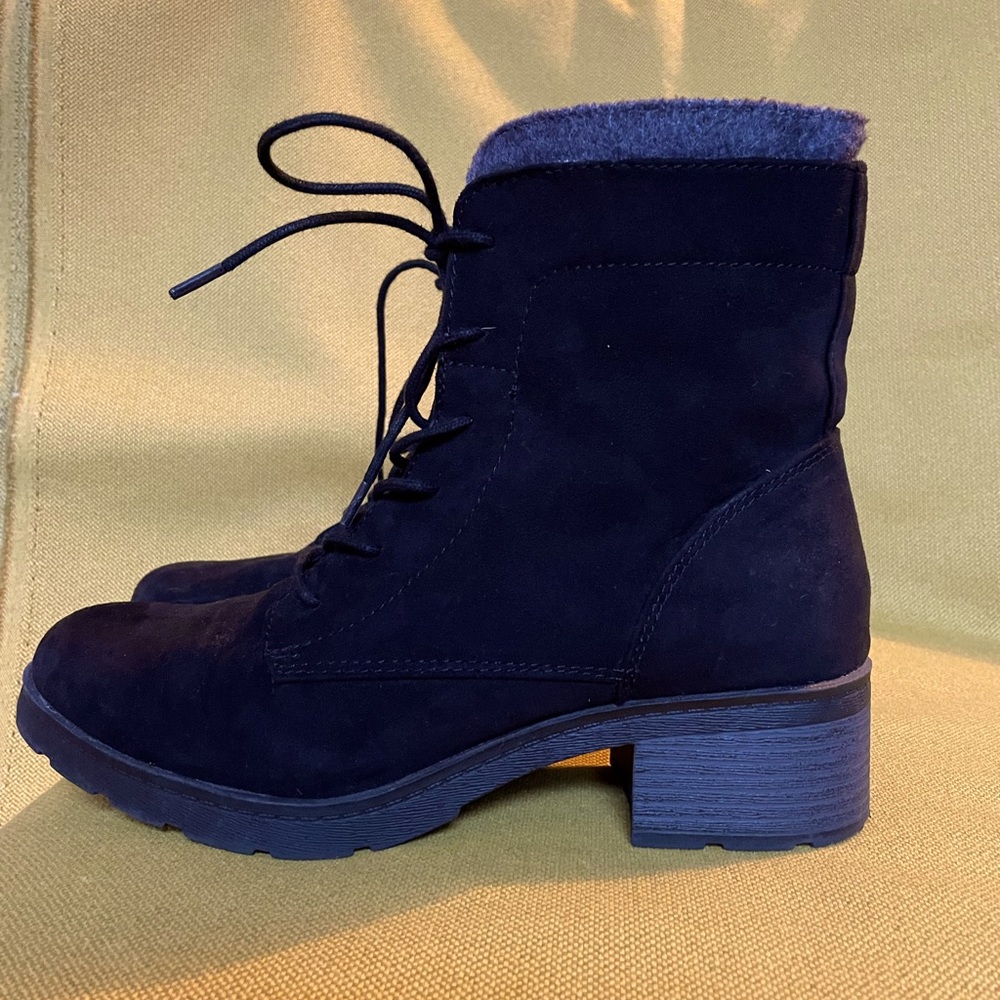 Target brand, I think Universal Thread. Ankle boots with laces and zippers
